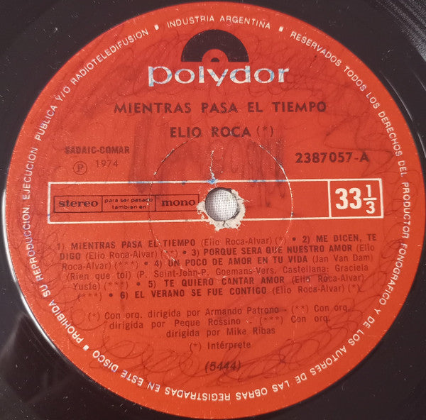 Elio Roca : Mientras Pasa El Tiempo (LP, Album)