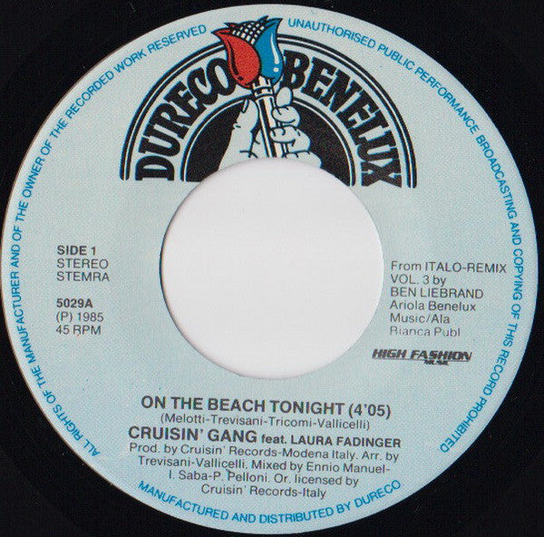 Cruisin' Gang : On The Beach Tonight (7", Single)