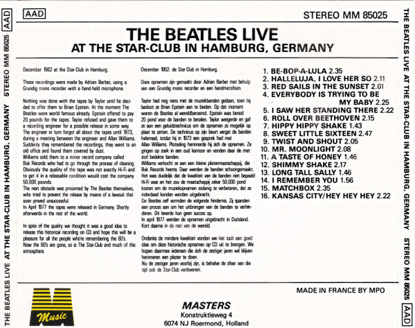 The Beatles : Live At The Star-Club In Hamburg, Germany (CD)