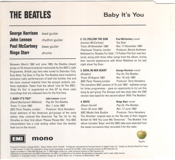The Beatles : Baby It's You (CD, EP, Mono, RM, PM )