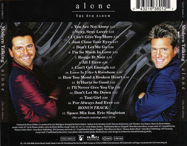 Modern Talking : Alone - The 8th Album (CD, Album)