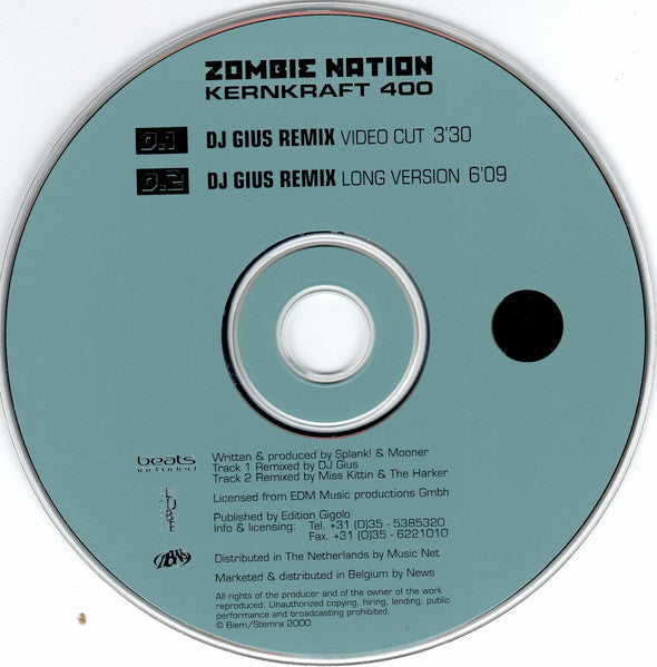 Zombie Nation : Kernkraft 400 (CD, Single, Car)