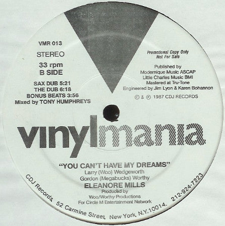 Eleanore Mills : You Can't Have My Dreams (12", Promo)