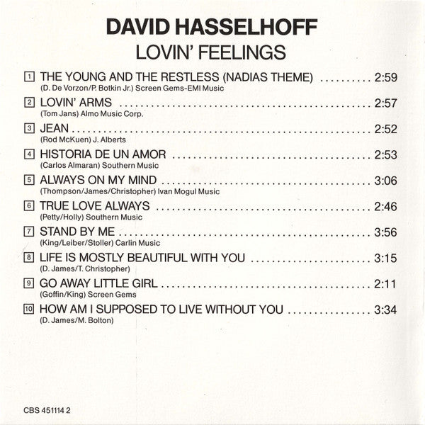 David Hasselhoff : Lovin' Feelings (CD, Album)