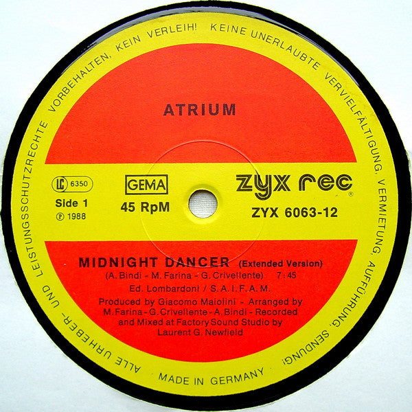 Atrium : Midnight Dancer (12", Maxi)