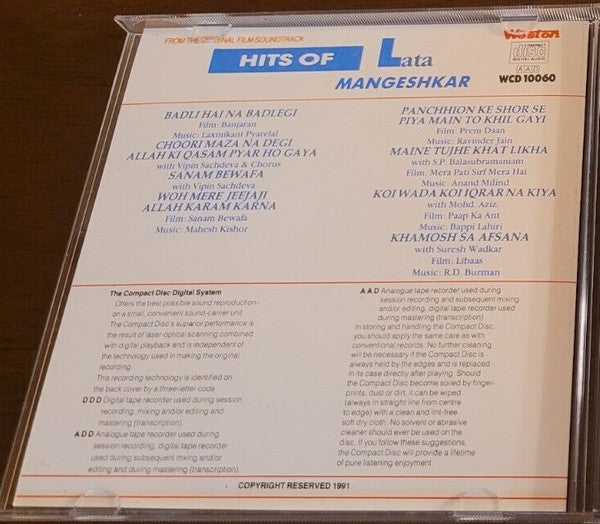 Lata Mangeshkar : Hits Of (CD, Comp)