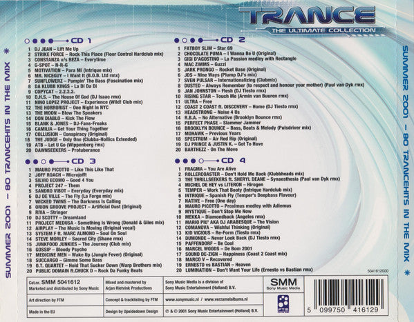 Various : Trance - The Ultimate Collection - Summer 2001 (4xCD, Comp, Mixed)