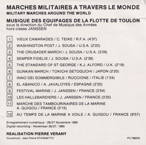 Musique Des Équipages De La Flotte De Toulon : Marches Militaires A Travers Le Monde (CD)