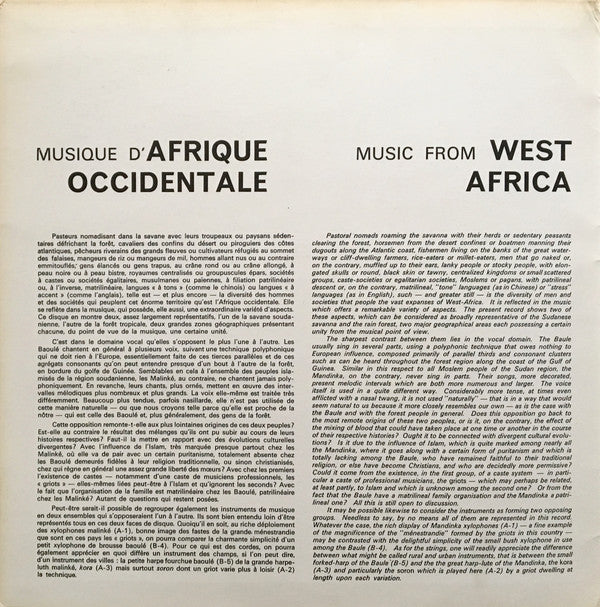 Mandinka, Baoulé : Musique D'Afrique Occidentale = Music From West Africa (LP, Album, RE)