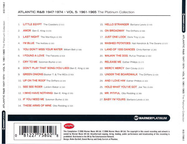 Various : Atlantic R&B 1947-1974 - Volume 5: 1961-1965 (CD, Comp)