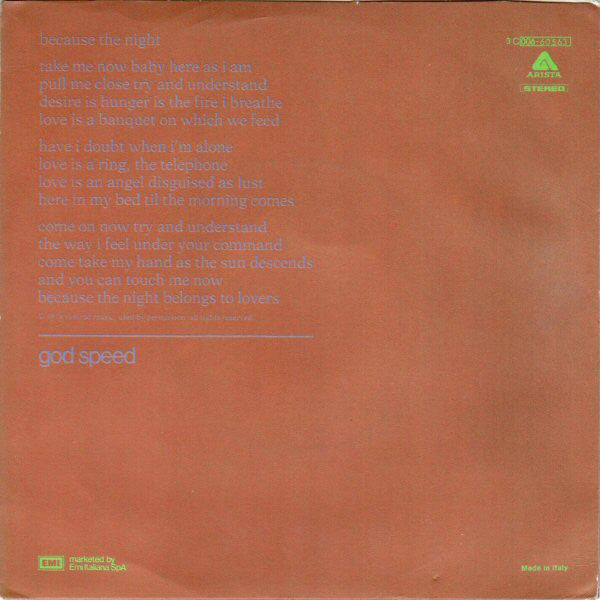 Patti Smith Group : Because The Night / God Speed (7")