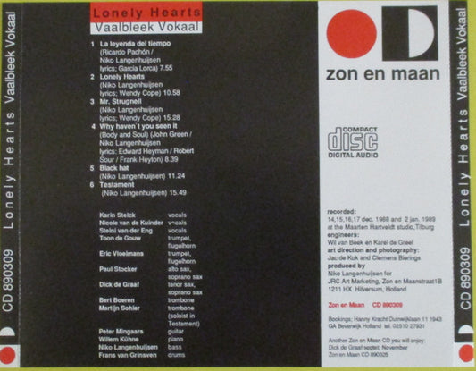 Vaalbleek Vokaal : Lonely Hearts (CD, Album)