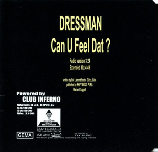 Dressman : Can U Feel Dat? (CD, Maxi)