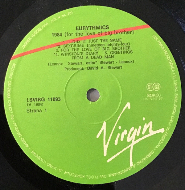 Eurythmics : 1984 (For The Love Of Big Brother) (LP, Album)