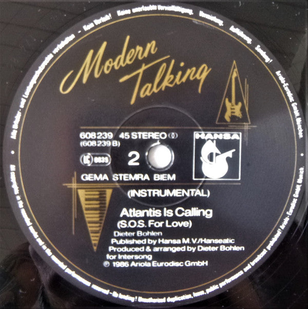 Modern Talking : Atlantis Is Calling (S.O.S. For Love) (Extended Version) (12", Maxi, No )