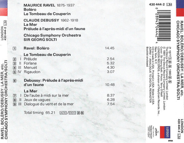 Maurice Ravel / Claude Debussy, Georg Solti : Bolero / La Mer (CD, Comp)