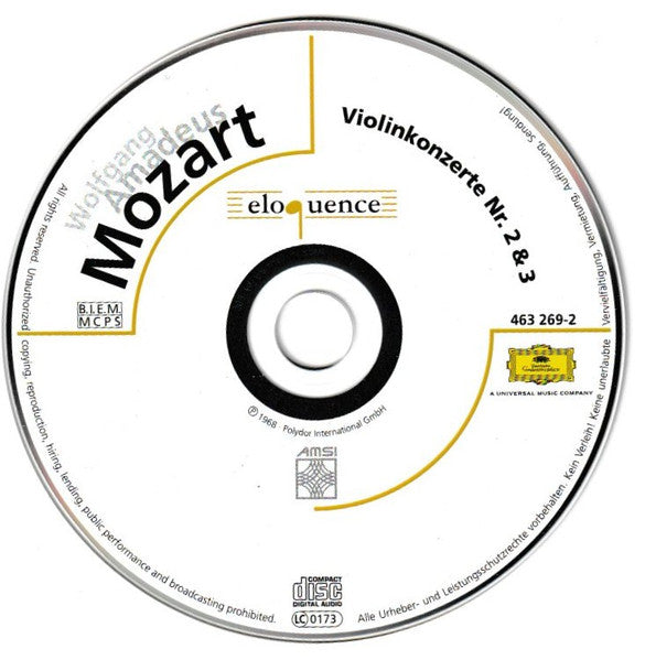 Wolfgang Amadeus Mozart, Wolfgang Schneiderhan, Berliner Philharmoniker : Violinkonzerte Nr. 2 & 3 (CD)