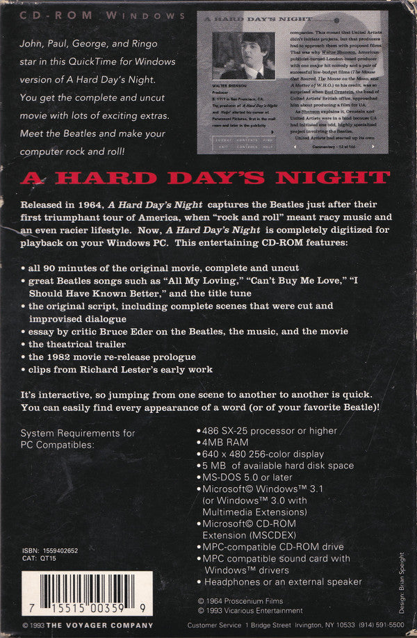 The Beatles : A Hard Day's Night (CD-ROM, Win)