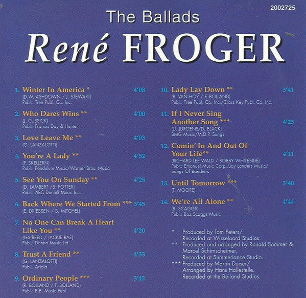 René Froger : The Ballads (CD, Comp, RE)