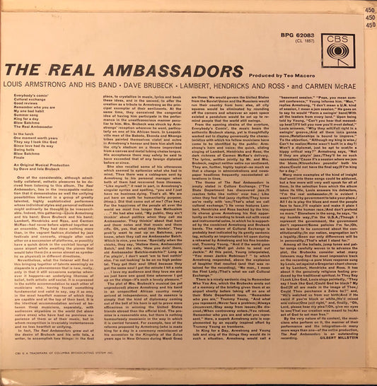 Louis Armstrong And His Band, Dave Brubeck, Lambert, Hendricks & Ross and Carmen McRae : The Real Ambassadors (LP, Album, Mono)