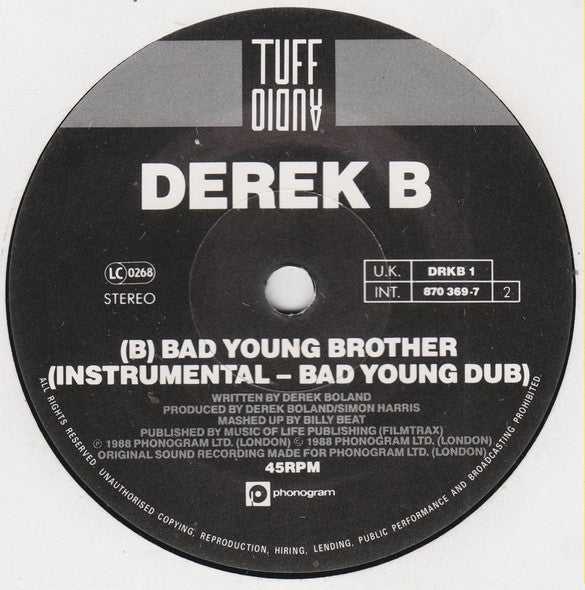 Derek B : Bad Young Brother (7", Single, Pap)