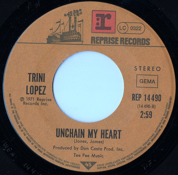 Trini Lopez : America / Unchain My Heart (7", Single)