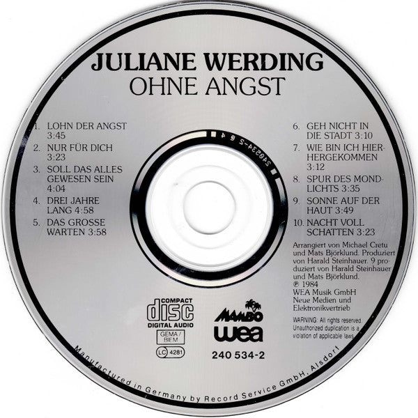 Juliane Werding : Ohne Angst (CD, Album)