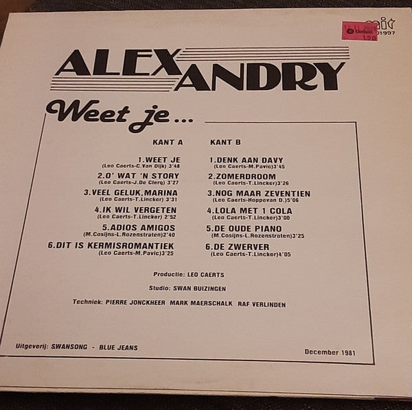 Alex Andry : Weet Je Nog ... (LP, Album)