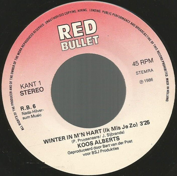 Koos Alberts : Winter In M'n Hart (Ik Mis Je Zo) (7", Single)