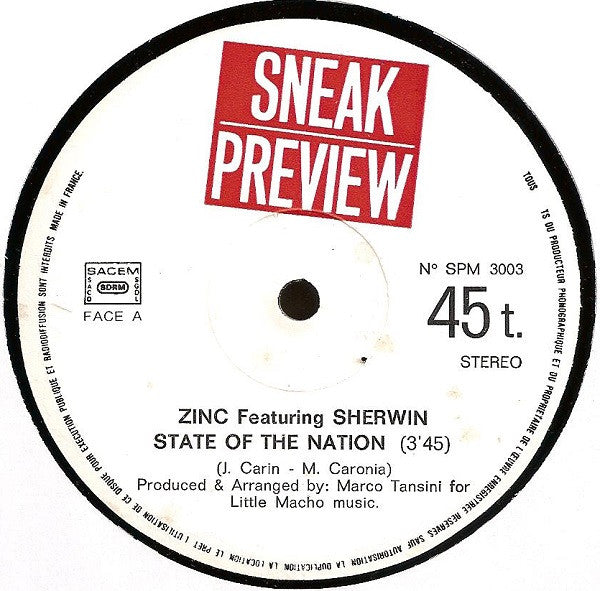 Zinc (2) Featuring Sherwin (2) : State Of The Nation (12")
