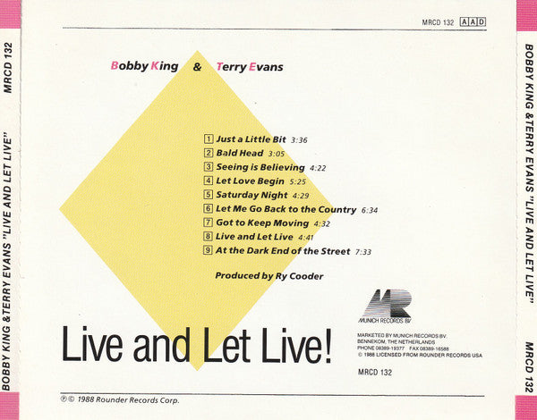Bobby King & Terry Evans : Live And Let Live! (CD, Album)