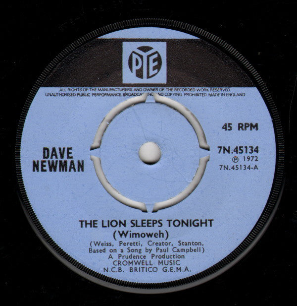 Dave Newman (3) : The Lion Sleeps Tonight (Wimoweh) (7", Single, Pus)