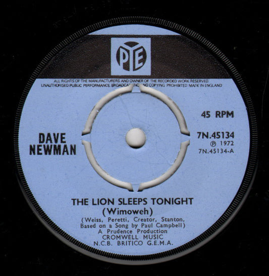 Dave Newman (3) : The Lion Sleeps Tonight (Wimoweh) (7", Single, Pus)