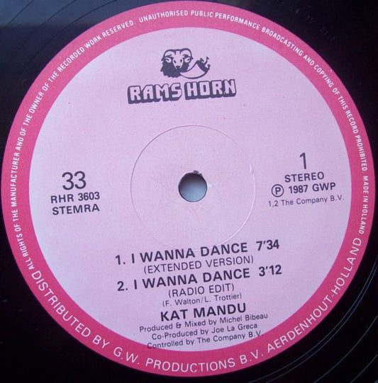 Kat Mandu : I Wanna Dance (12", RE)