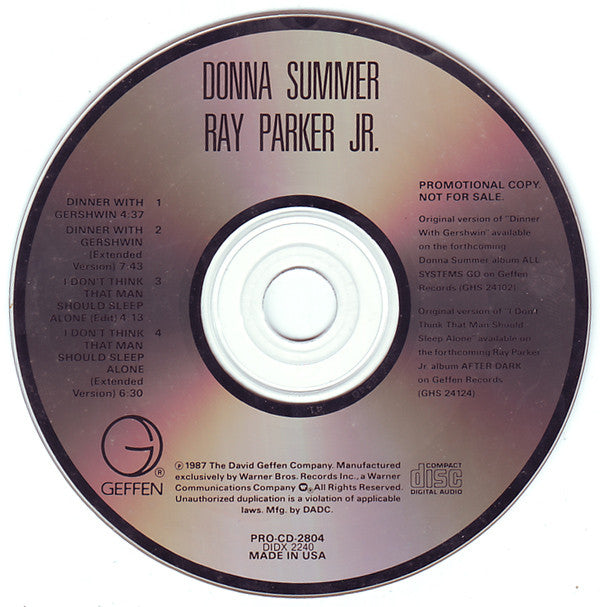 Donna Summer / Ray Parker Jr. : Dinner With Gershwin / I Don't Think That Man Should Sleep Alone (CD, Single, Promo)