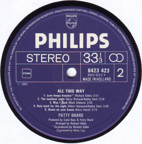 Patty Brard : All This Way (LP, Album)