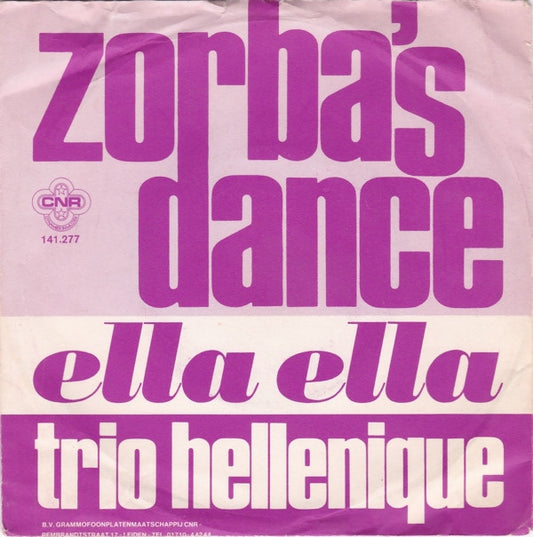 Trio Hellenique : Zorba's Dance (7", Single)