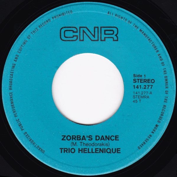 Trio Hellenique : Zorba's Dance (7", Single)