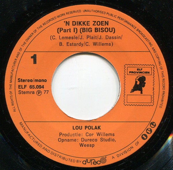 Lou Polak : 'n Dikke Zoen (7", Single)