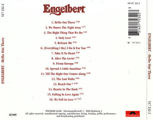 Engelbert Humperdinck : Hello Out There (CD, Album)