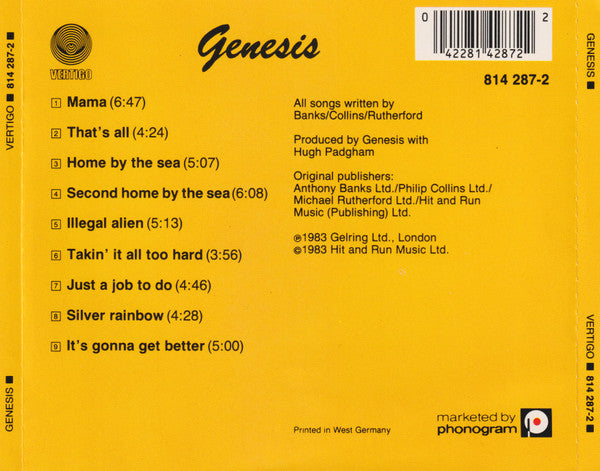 Genesis : Genesis (CD, Album, RE, Pre)