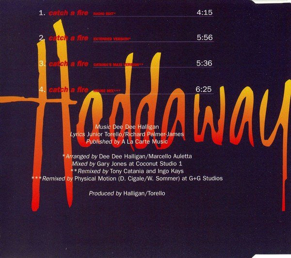 Haddaway : Catch A Fire (CD, Maxi)