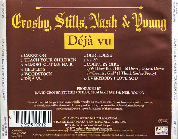 Crosby, Stills, Nash & Young : Déjà Vu (CD, Album, RE)