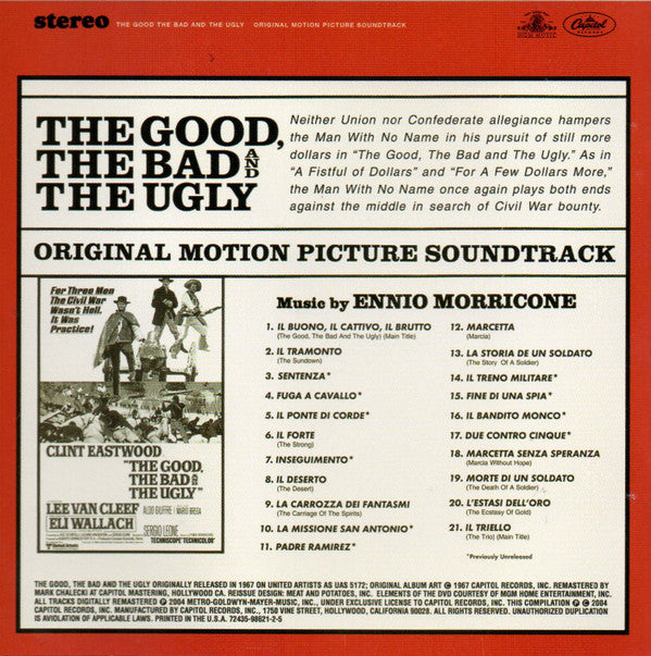 Ennio Morricone : The Good, The Bad And The Ugly (Original Motion Picture Soundtrack) (CD, Album, RE, RM)