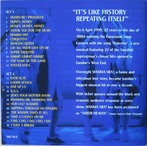 Björn Ulvaeus & Benny Andersson : Mamma Mia! The Musical Based On The Songs Of ABBA (Original Cast Recording) (CD, Album)