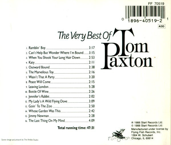 Tom Paxton : The Very Best Of Tom Paxton (CD, Album)