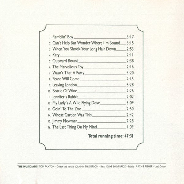 Tom Paxton : The Very Best Of Tom Paxton (CD, Album)