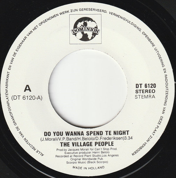 Village People : Do You Wanna Spend The Night (7")