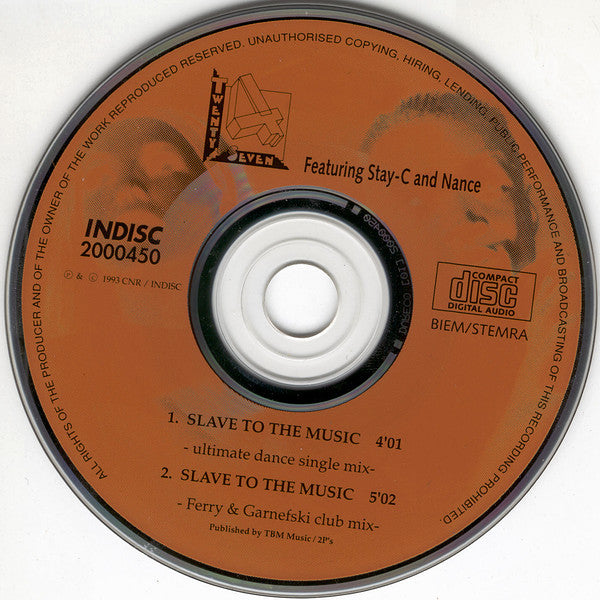 Twenty 4 Seven Featuring Stay-C And Nance : Slave To The Music (CD, Single, Car)