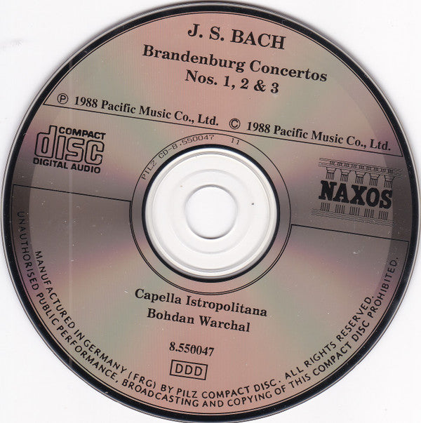 Johann Sebastian Bach - Capella Istropolitana, Bohdan Warchal : Brandenburg Concertos Nos. 1, 2 & 3 (CD, Album, RE)